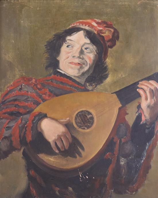 After Franz Hals, oil on panel, Portrait of a Minstrel, 26 x 21cm